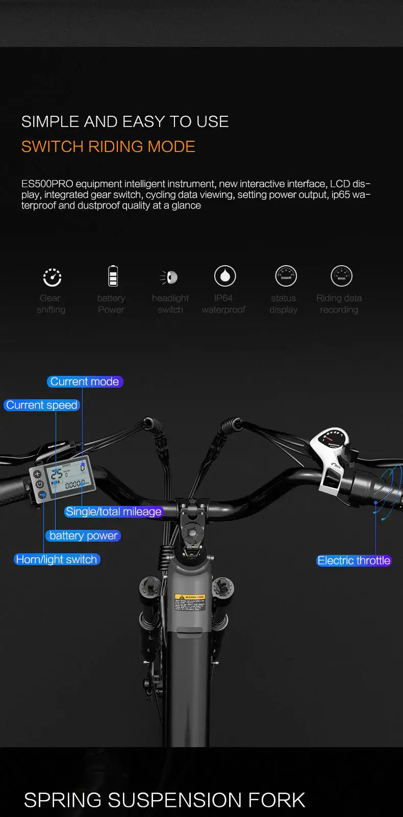 Lankeleisi ES500 Pro 500W 24" Electric Trekking Bike 696Wh City E-bike 48V 14.5Ah Battery - Buybestgear
